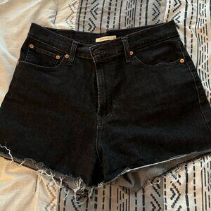 Women's Black High Rise Levi Shorts